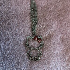 Silver and Red Hello Kitty Pendant Necklace